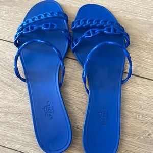 Blue Hermes rubber sandals